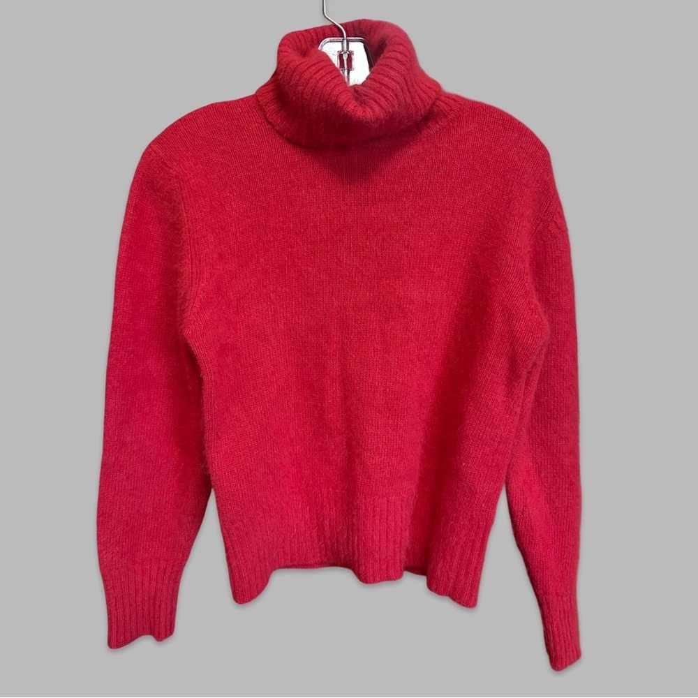Vintage 1980s Red Angora & Wool Blend Turtleneck Sweater Women's Size Medium